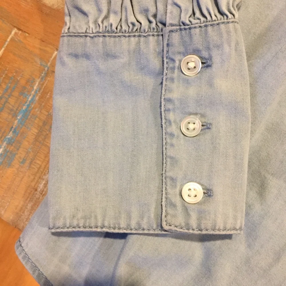 NWT Joie Aubrielle Chambray Top Small Cotton Silk blue - Picture 6 of 7